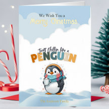 Feliz Natal Cartoonista Relaxando Como Um Pinguim