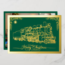 Feliz Natal Choo-choo trem Verde Dourado