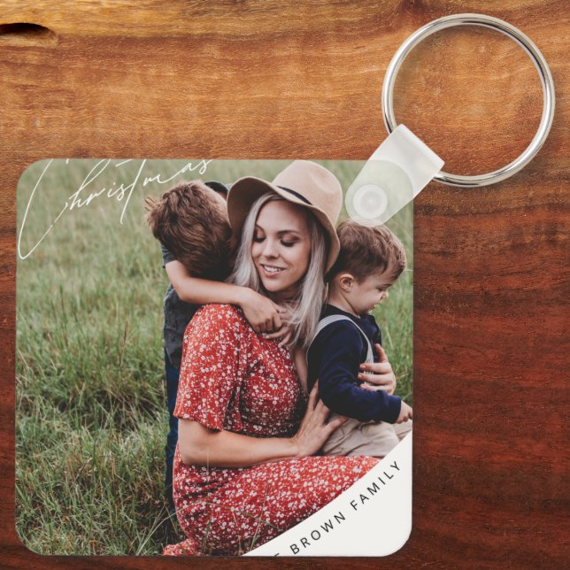 Feliz Natal com a Chaveiro da Family Metal Square (Verso)