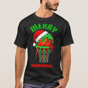 Feliz Natal com Basquete Homens Camisa de Natal Fe