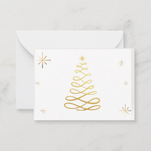 Feliz Natal com Dourado Cartão de Nota de Árvore