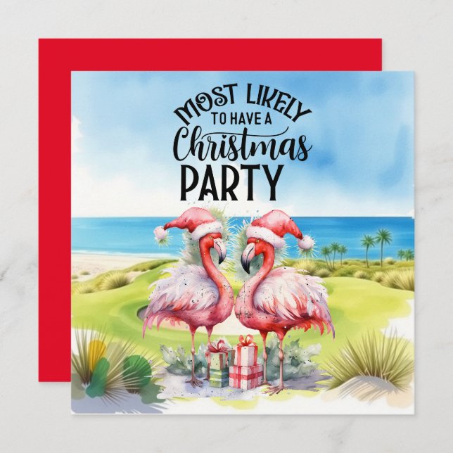 Feliz Natal com Papais noeis Flamingo (Frente/Verso)