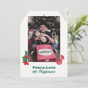 Feliz Natal com Paz, Amor e Felicidade Cartão