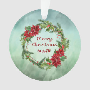 Feliz Natal com Wreath em Ornamento Verde