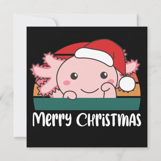Feliz Natal Convite de Natal Retro Axolotl (Frente)