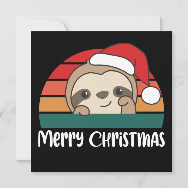 Feliz Natal Convite de Natal Retrô de Preguiça (Frente)