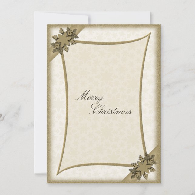 Feliz Natal Convite Dourado e Flocos de Neve Branc (Frente)