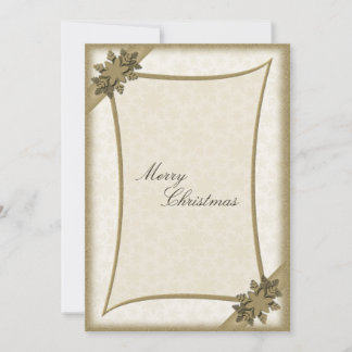 Feliz Natal Convite Dourado e Flocos de Neve Branc
