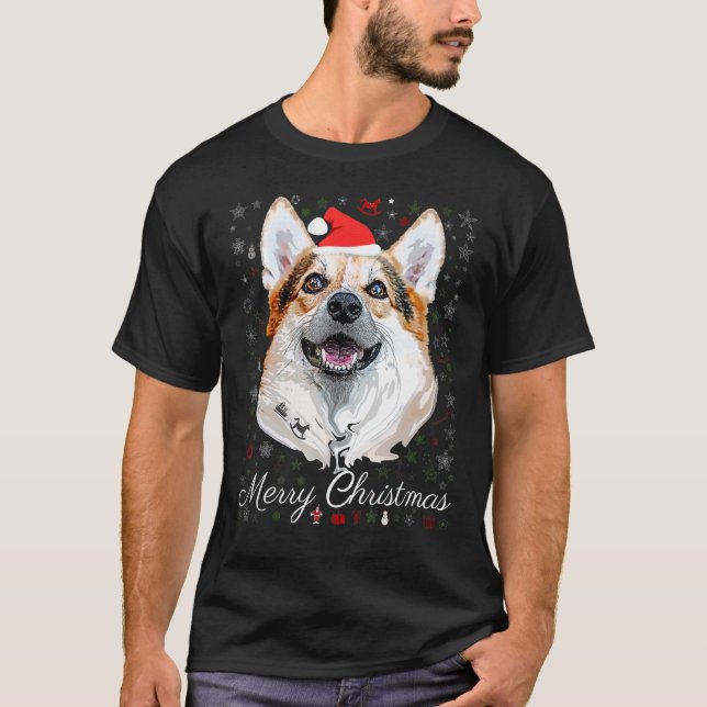 Feliz Natal Corgi Papai Noel Cachorro Suéter Feio  (Frente)