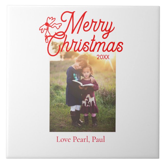 Feliz Natal crianças arcos vermelhas foto elegante (Frente)