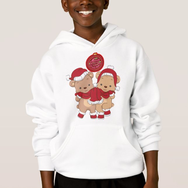 Feliz Natal Crianças Pullover Hoodie (Frente)