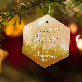 Feliz Natal da Floresta de Neve Dourada Personaliz