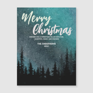 Feliz Natal Dark Night Pine Forest Foliday