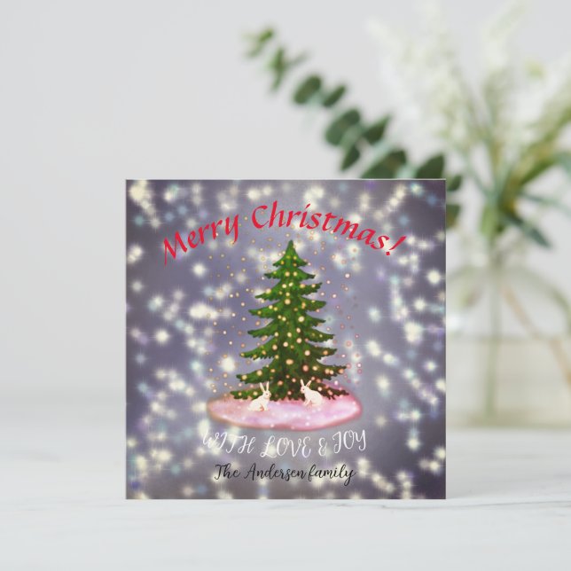 Feliz Natal de coelhos brancos (Em pé/Frente)