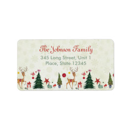 Feliz Natal Deer & Árvores | Etiquetas de endereço