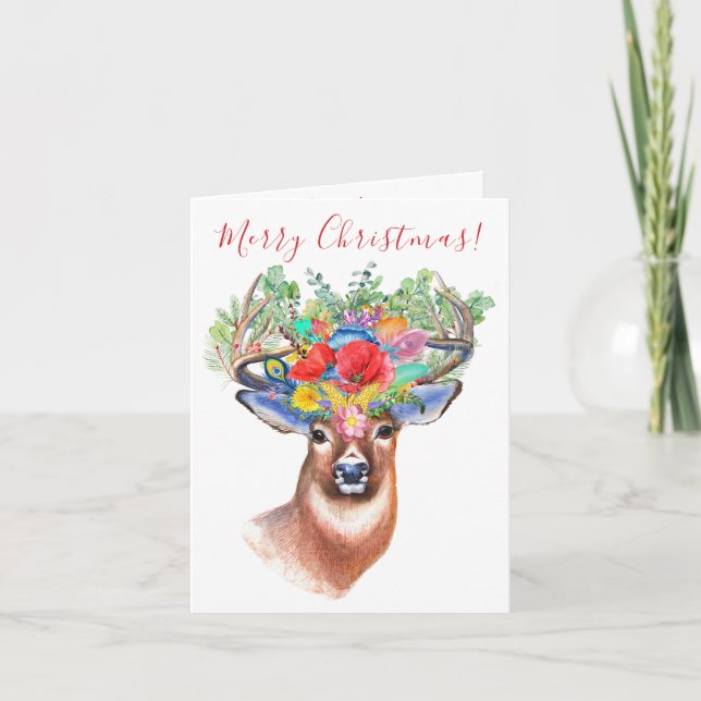 Feliz Natal Deer Personalizado Cartão de Saudação (Frente)