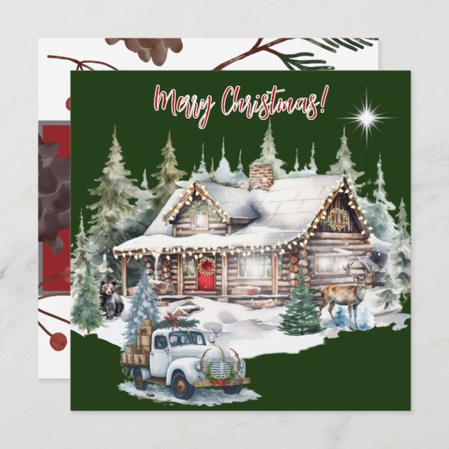 Feliz Natal do Cartão de Férias de Cabina (Frente/Verso)