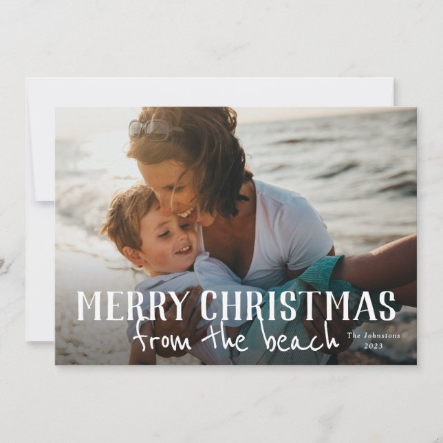 Feliz Natal do cartão de férias de praia (Frente)