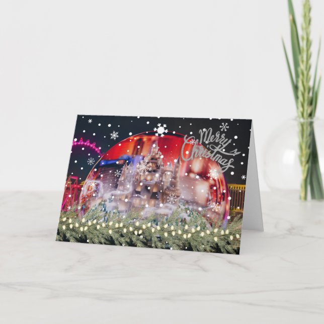 Feliz Natal do Cartão de Saudação de Las Vegas (Frente)
