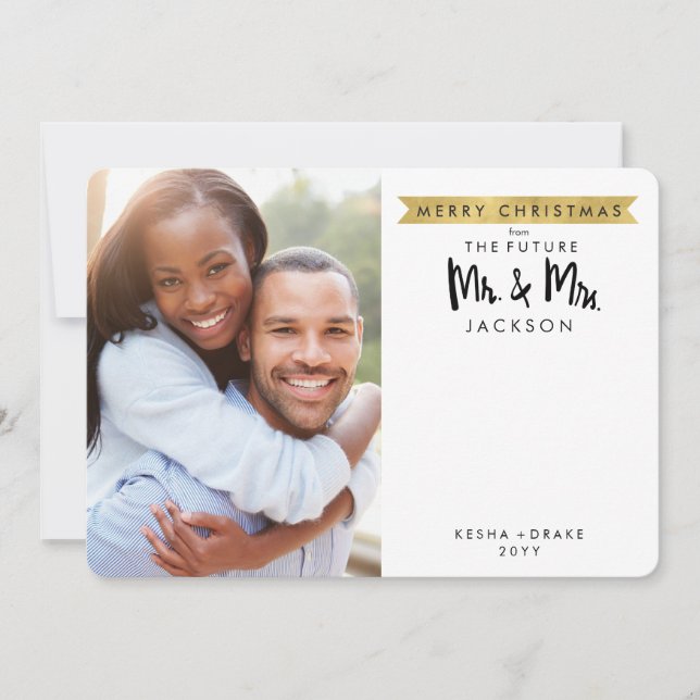 Feliz Natal Do Futuro Sr. & Sra. Cartão com fotos (Frente)
