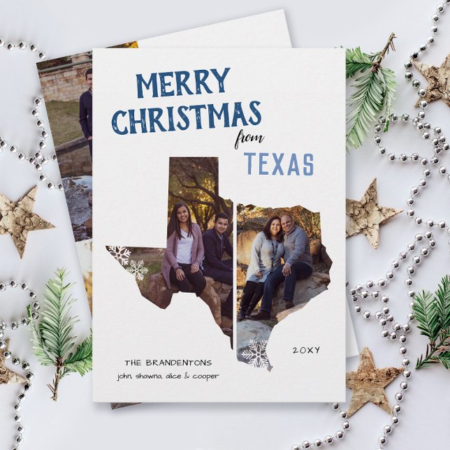 Feliz Natal do Texas Nós nos mudamos (From Texas with love four photo Christmas holiday card and moving announcement )