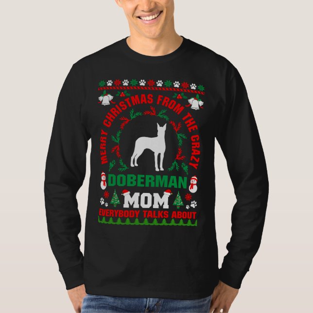 Feliz Natal Doberman Mãe Suéter Feed S (Frente)