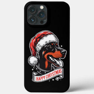 Feliz Natal - Dobermann Santa Hat Cachorro Engraça