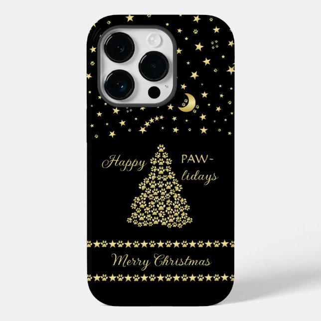 Feliz Natal, Dourada e brilhante árvore de Natal (Verso)