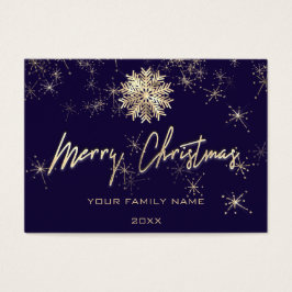 Feliz Natal Dourado Flocos de Foto do Marinho Azul