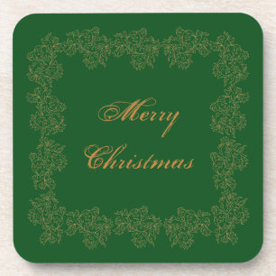 Feliz Natal Dourado Porta copos de plástico verde