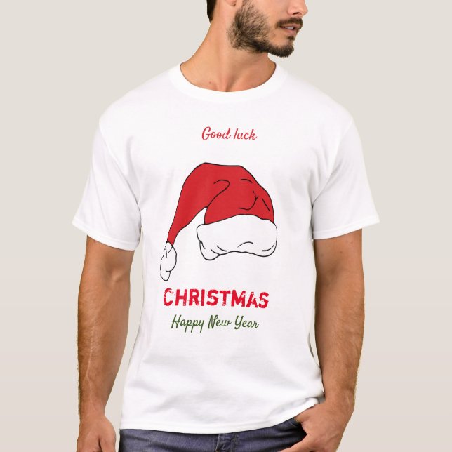 Feliz Natal e Camiseta Feliz de Ano Novo (Frente)