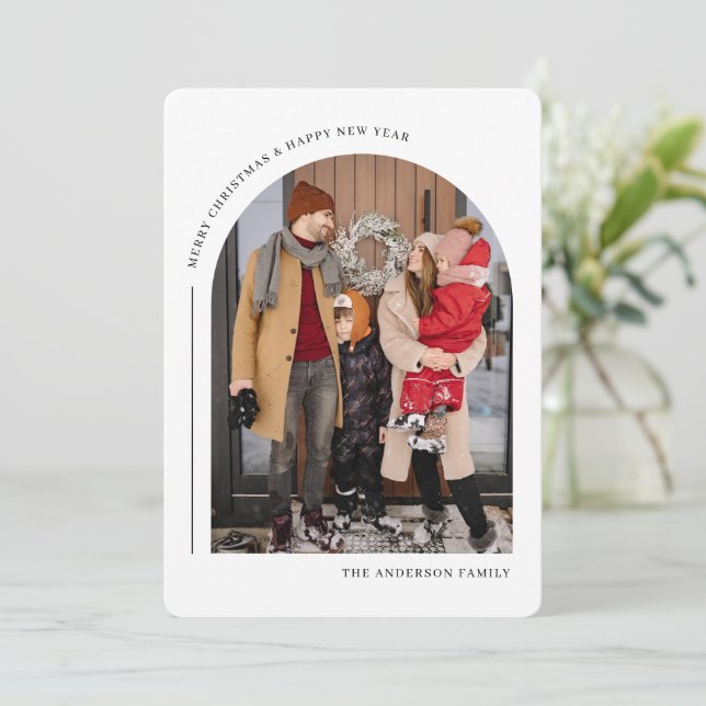 Feliz Natal e Cartão com fotos da Família de Feliz (Em pé/Frente)