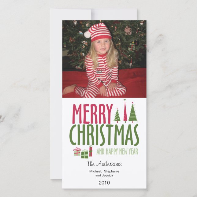 Feliz Natal e Cartão com fotos Feliz ano novo (Frente)