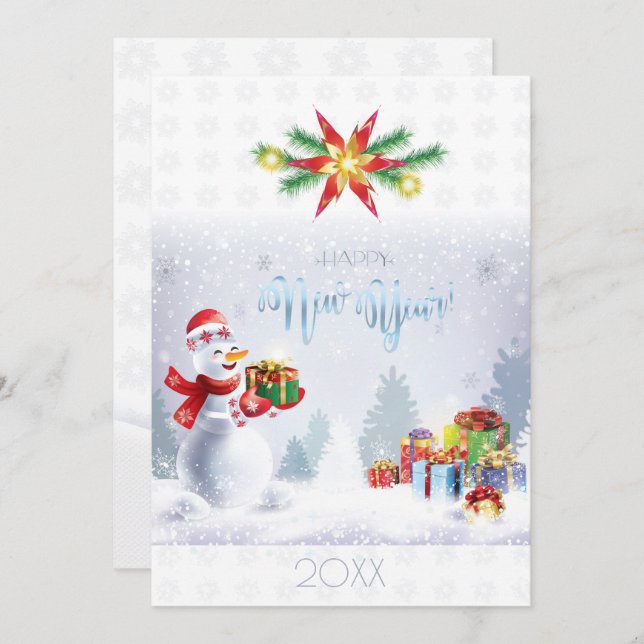 Feliz Natal e Feliz ano novo! Snowman 20XX (Frente/Verso)