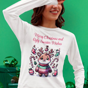 Feliz Natal e Suéter Feio Deseja Reindeer