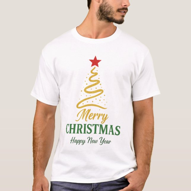 🎄 Feliz Natal e um Feliz Ano Novo Camiseta Mascul (Frente)