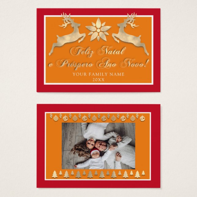 Feliz Natal e um Próspero Ano Novo Dourado Vermelh (Frente & Verso)