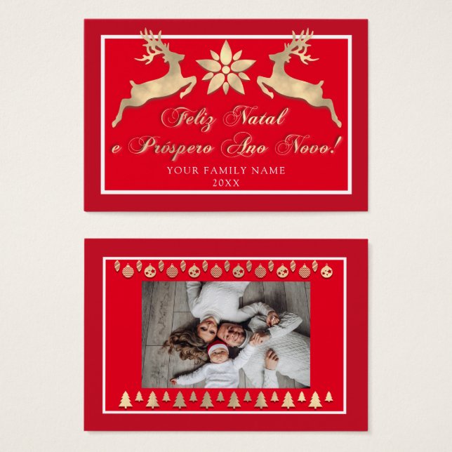 Feliz Natal e um Próspero Ano Novo Russo Vermelho  (Frente & Verso)
