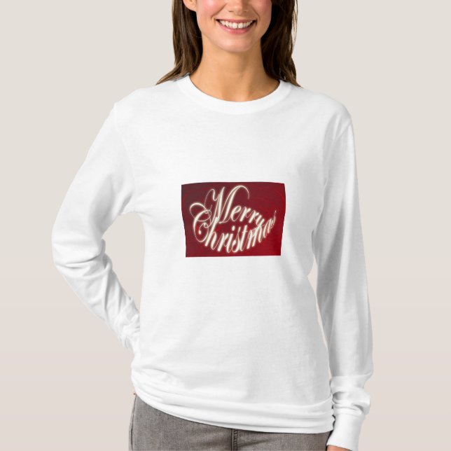 Feliz Natal em Camiseta Vermelha (Frente)