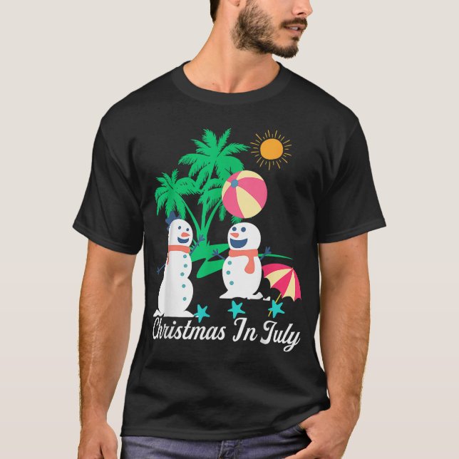 Feliz Natal Em Julho Camisetas De Snowman (Frente)