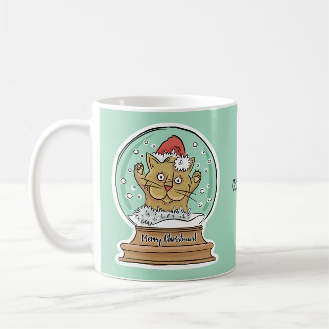Feliz Natal Engraçado Gato, canecas personalizadas (Esquerda)