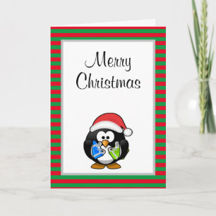 Feliz Natal Engraçado Pinguim Cartão de Natal