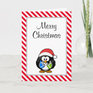 Feliz Natal Engraçado Pinguim Cartão de Natal