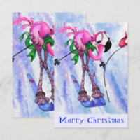 Feliz Natal - Engraçado Pink Flamingo Skier - Dive