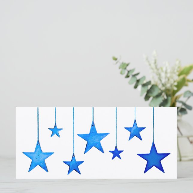 Feliz Natal - Estrela Azul Decoração com texto (Em pé/Frente)