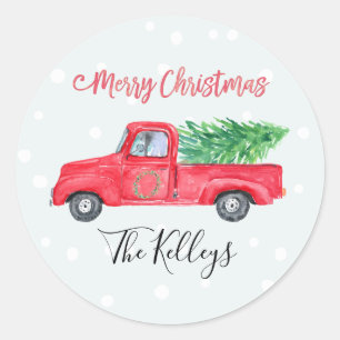Feliz Natal Etiqueta de Presente de Caminhão Ve
