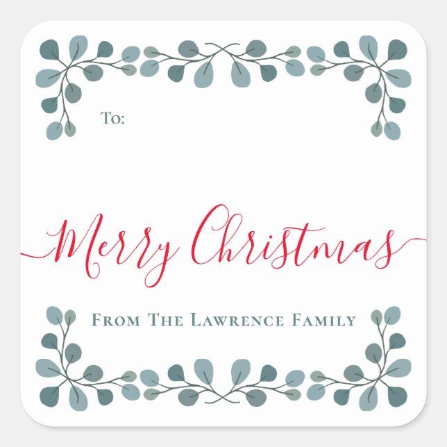 Feliz Natal Eucalyptus deixa a etiqueta de present (Frente)