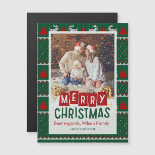 Feliz Natal família Cartão Magnético Fino