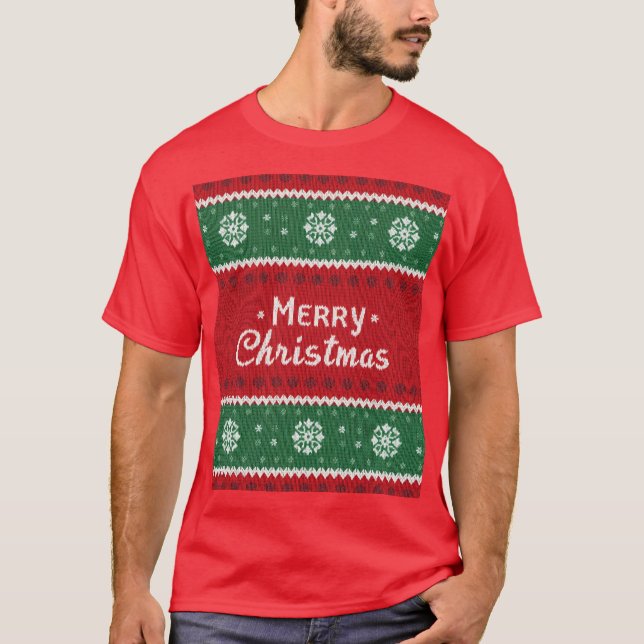 "Feliz Natal Feio Estilo de Suéter T-Shirt" (Frente)