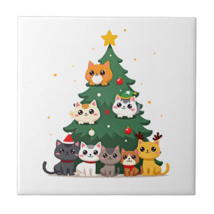 Feliz Natal Felino Árvore de Natal Engraçada, Gato